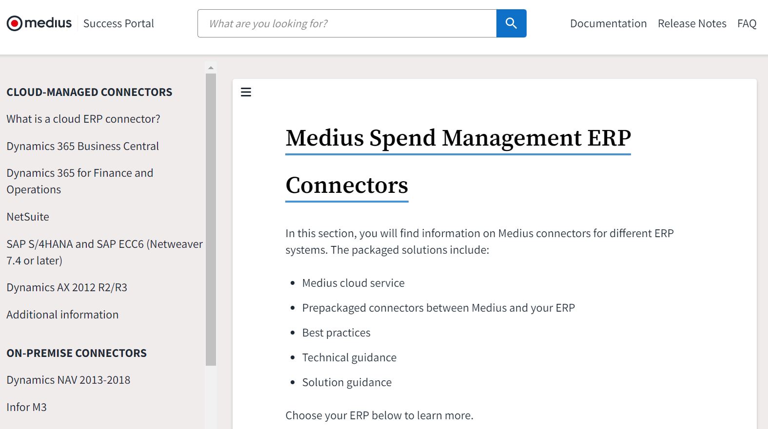 Medius Success Portal screen