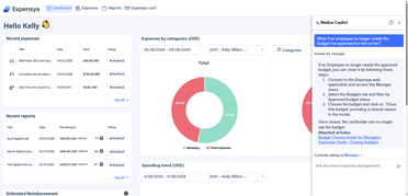 Medius Copilot for Expense - employee no longer needs budget