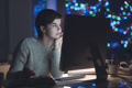 Woman Working Late Night