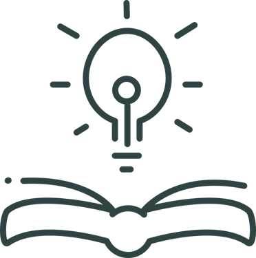 open book with lightbulb icon