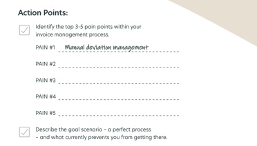 Action Points: Identify the top 305 pain points within your invoice managment systems