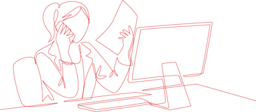line art of female working at a computer