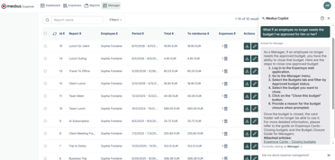 Medius Copilot for Expense - employee no longer needs budget