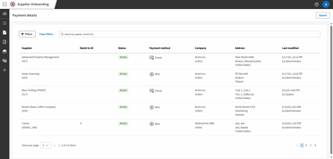 Supplier enablement screen