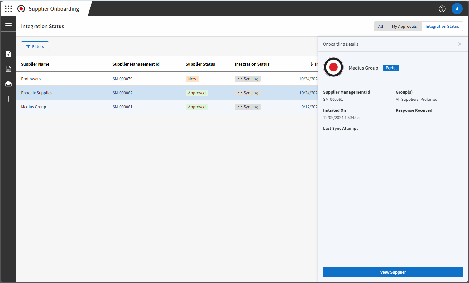 Supplier onboarding ERP synchronization