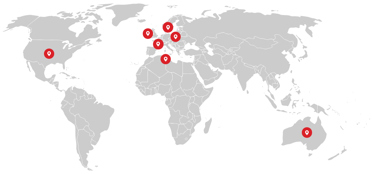 global map with office location pins