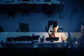 Working Office Late woman