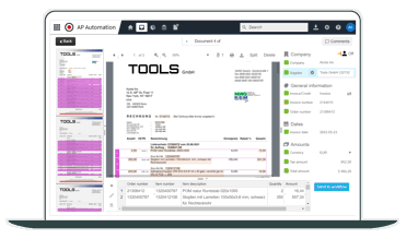 Invoice capture screen