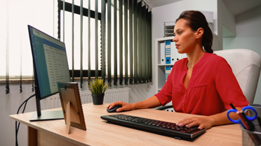 woman sitting at desk