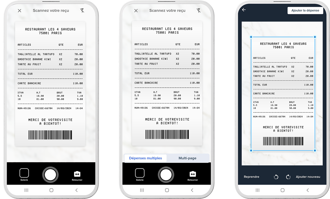 Scan et capture des reçus