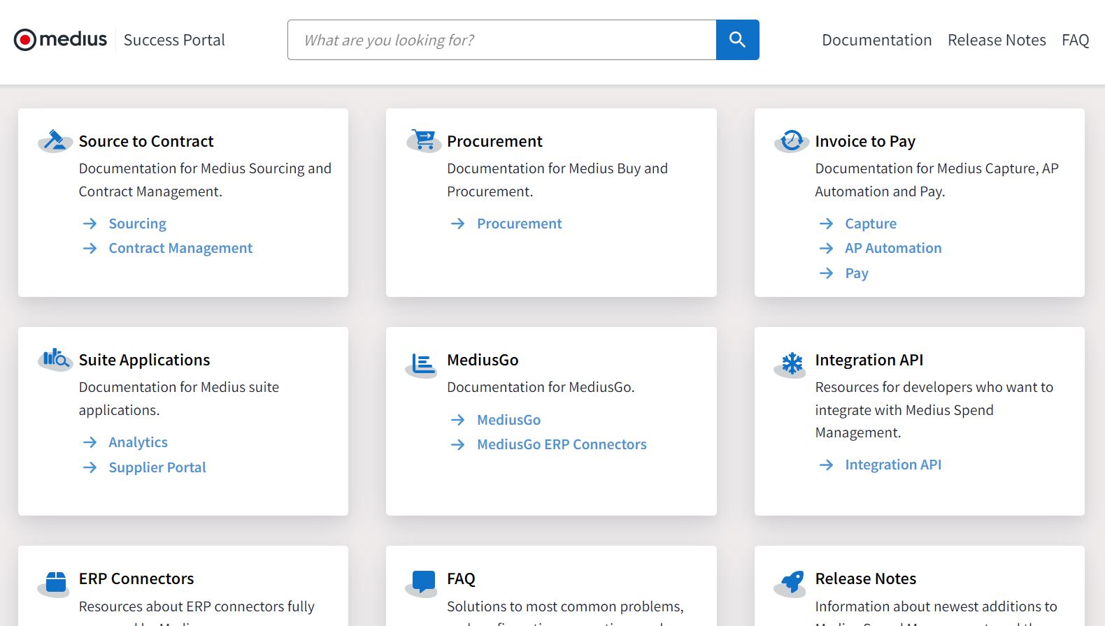 Medius Success Portal screen