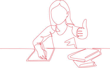 female giving thumbs up line art