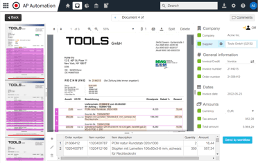 AP Automation - Invoice Capture screen