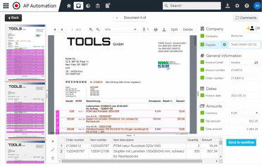 AP Automation - Invoice Capture screen