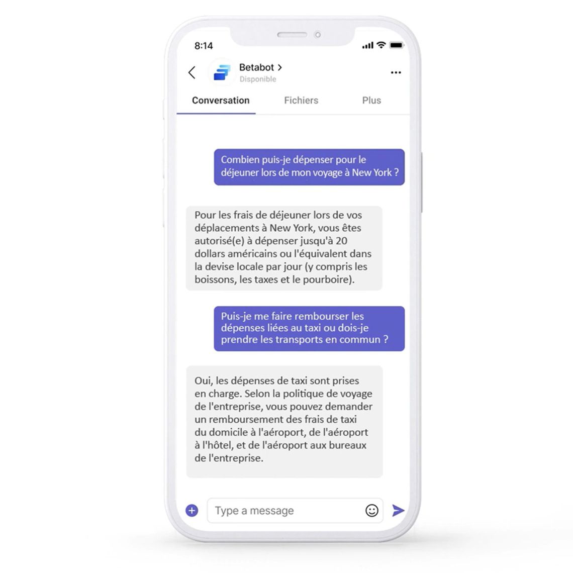 Chatbot sur la politique de dépenses