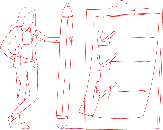 woman and checklist line art