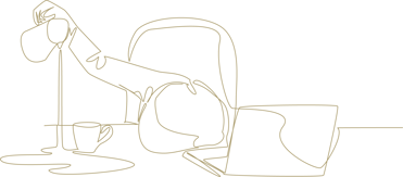 illustration of man pouring coffee but missing coffee cup