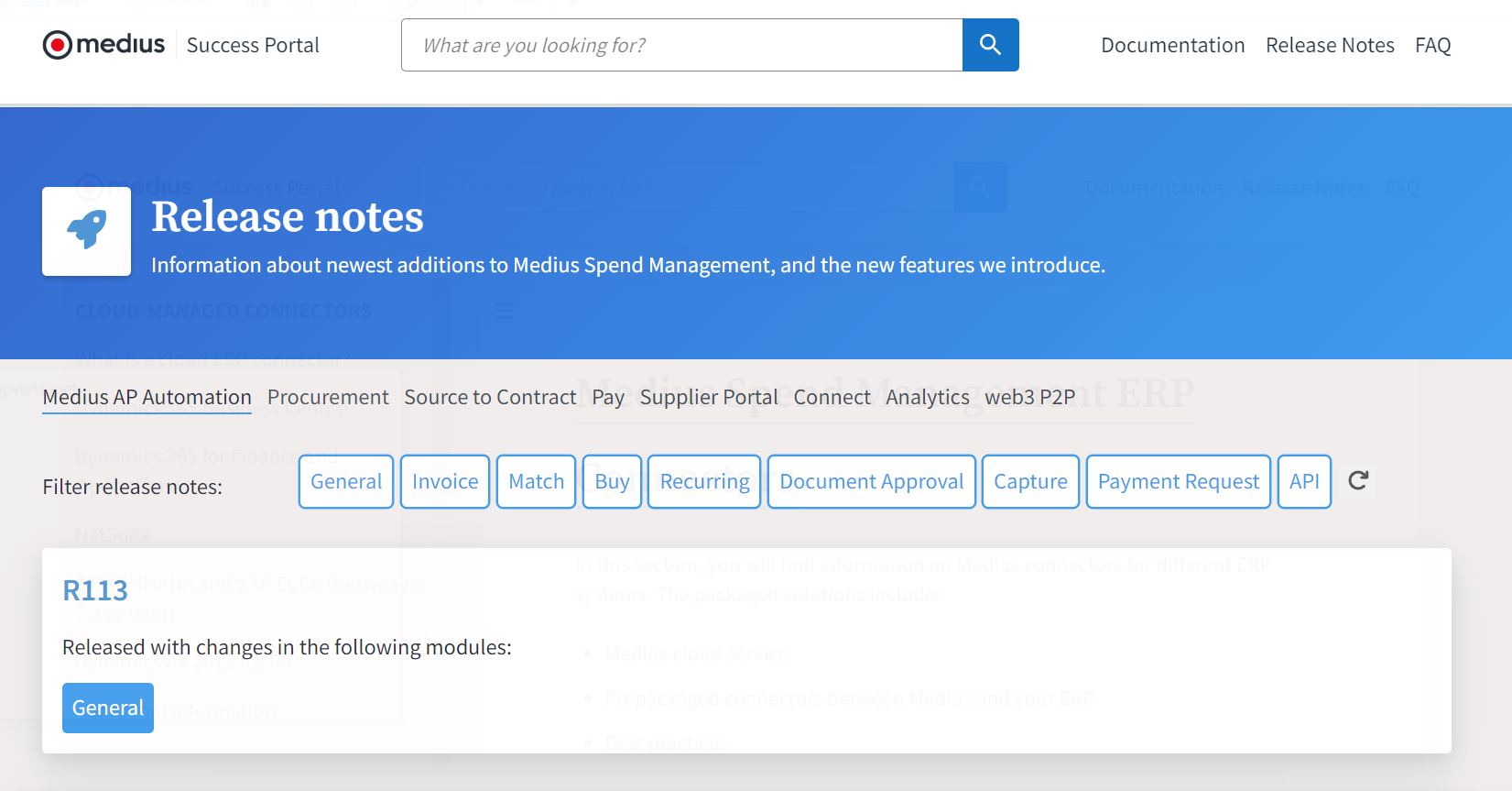 Medius Success Portal screen