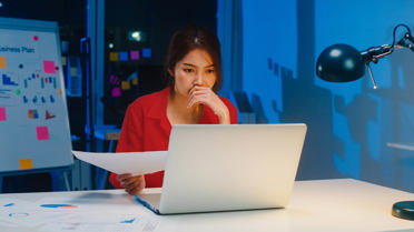 woman using computer