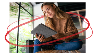 girl using tablet device