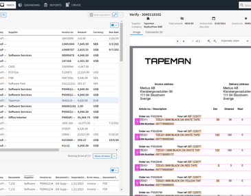 AP Automation - Invoice Capture screen