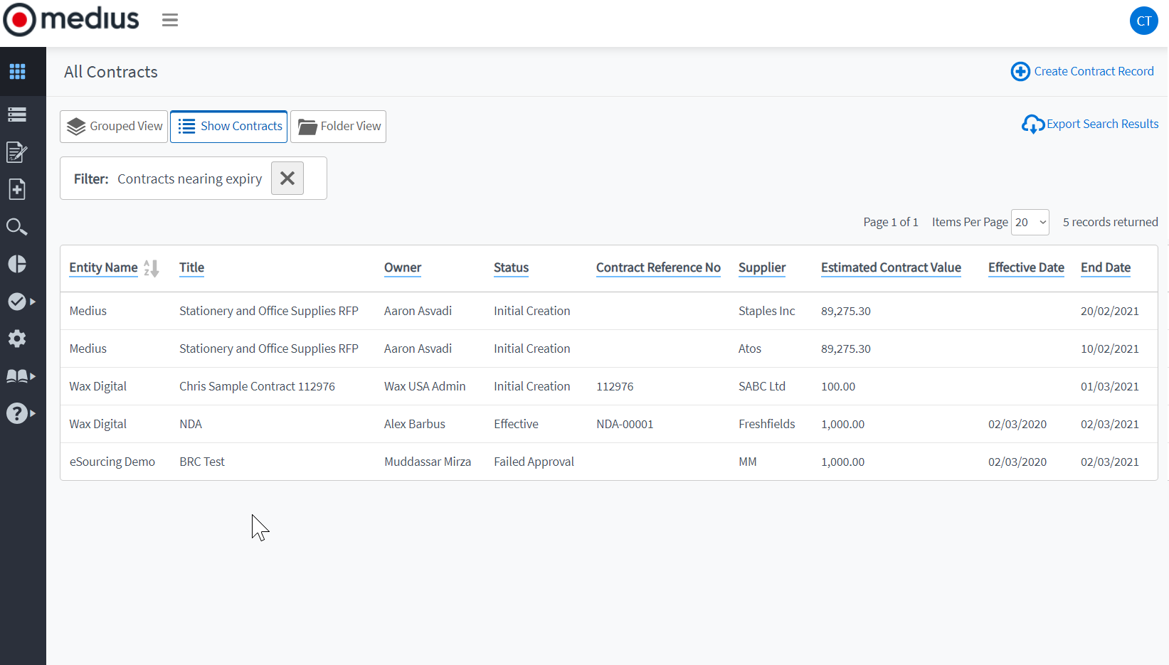 Medius Contract Management