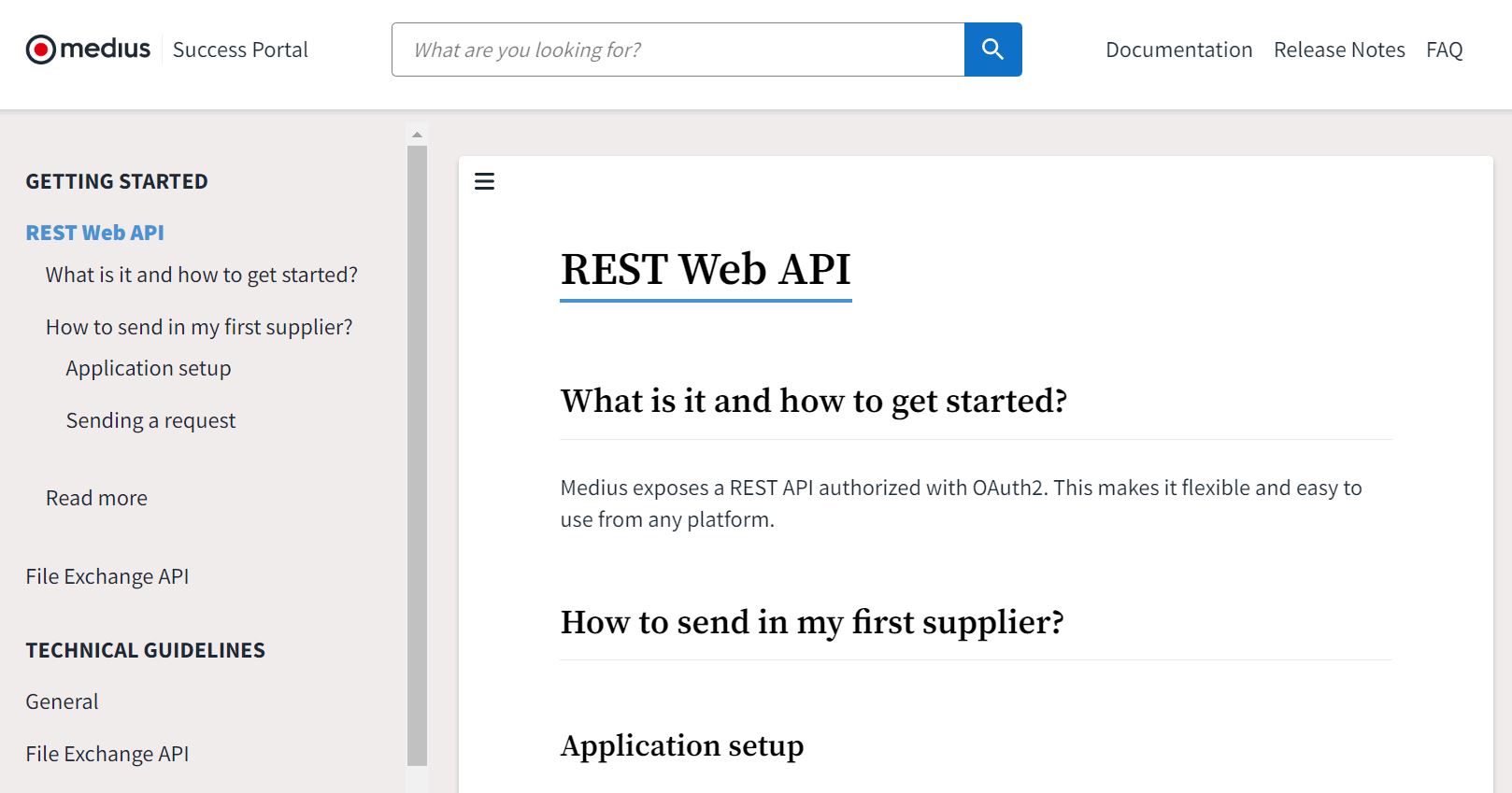 Medius Success Portal screen