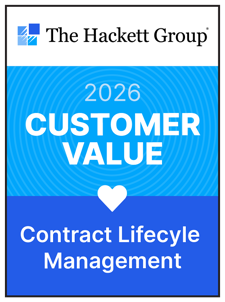 The Hackett Group Customer Value for Contract Lifecycle Management 2026 badge