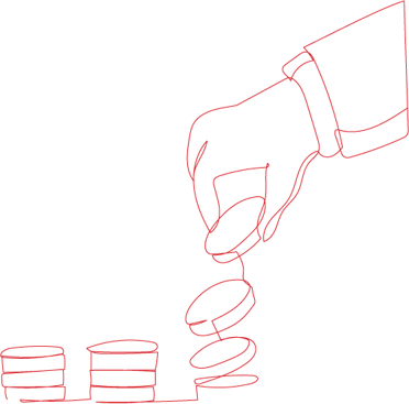 hand dropping coins line art