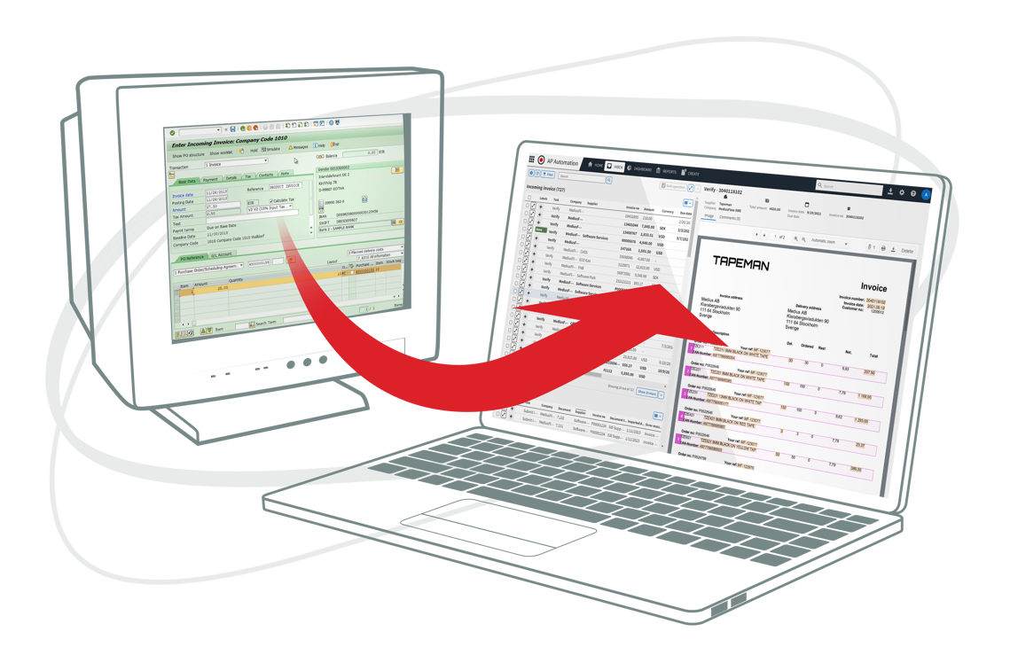 SAP and Medius invoice screens