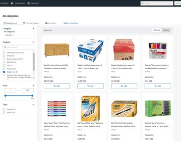 Procurement Features - Consumer-like UX screen