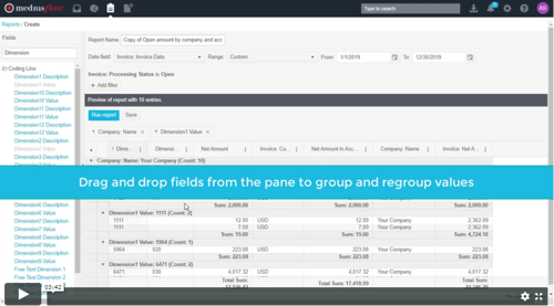 Medius invoice report screenshot